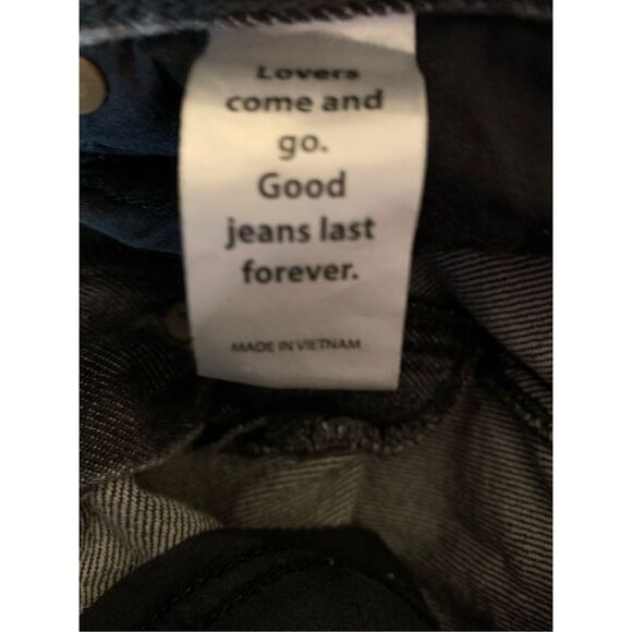 PacSun Black High Rise Jeans 25 Button Fly Straight Leg Raw Hem Grunge Y2K Denim - Picture 15 of 16